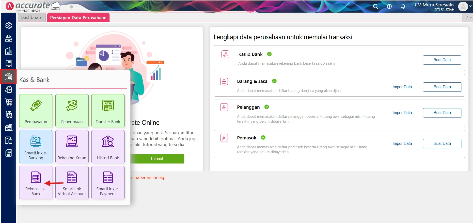 menghapus rekening koran